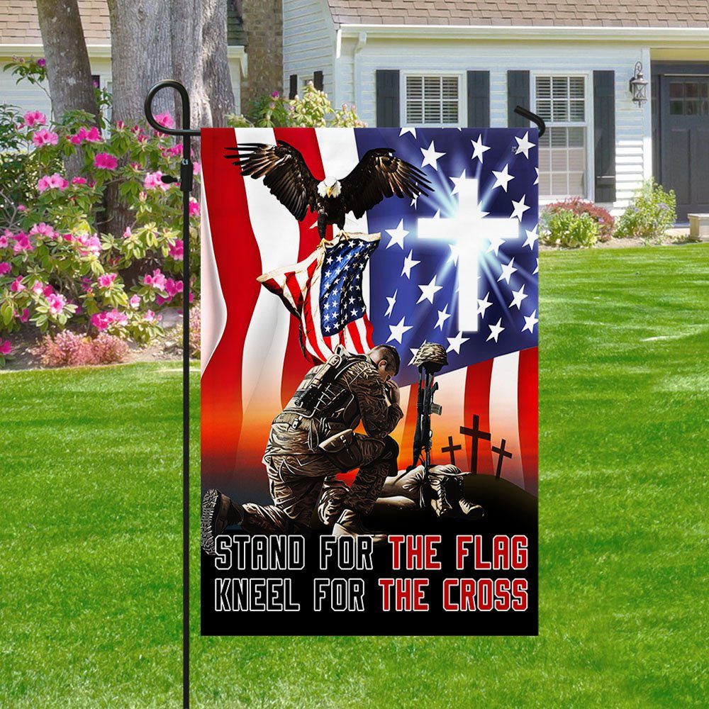Memorial Day Veteran Stand For The Flag Kneel For The Cross Flag MLN1176F - Image 3