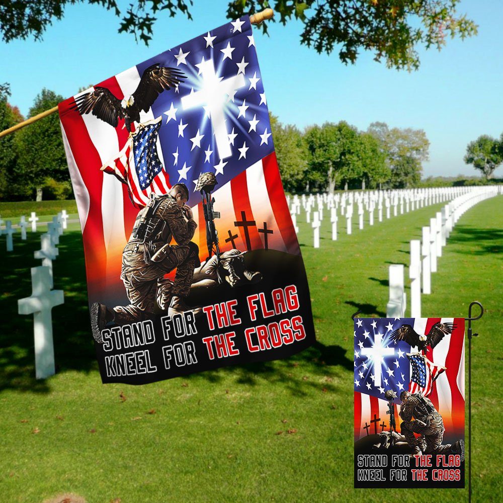 Memorial Day Veteran Stand For The Flag Kneel For The Cross Flag MLN1176F - Image 5
