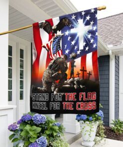 Memorial Day Veteran Stand For The Flag Kneel For The Cross Flag MLN1176F