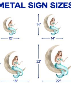 mermaid on the moon hanging metal sign qnk1005msv11 1319