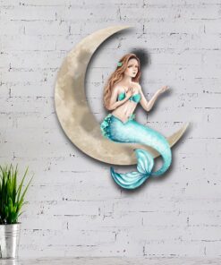 mermaid on the moon hanging metal sign qnk1005msv11 5141