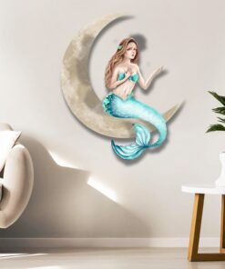 mermaid on the moon hanging metal sign qnk1005msv11 8594