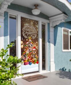 merry christmas. bulldog christmas tree door cover 6945