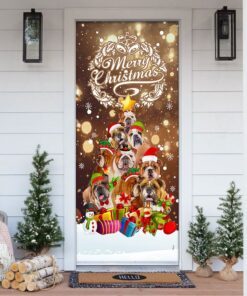 Merry Christmas. Bulldog Christmas Tree Door Cover