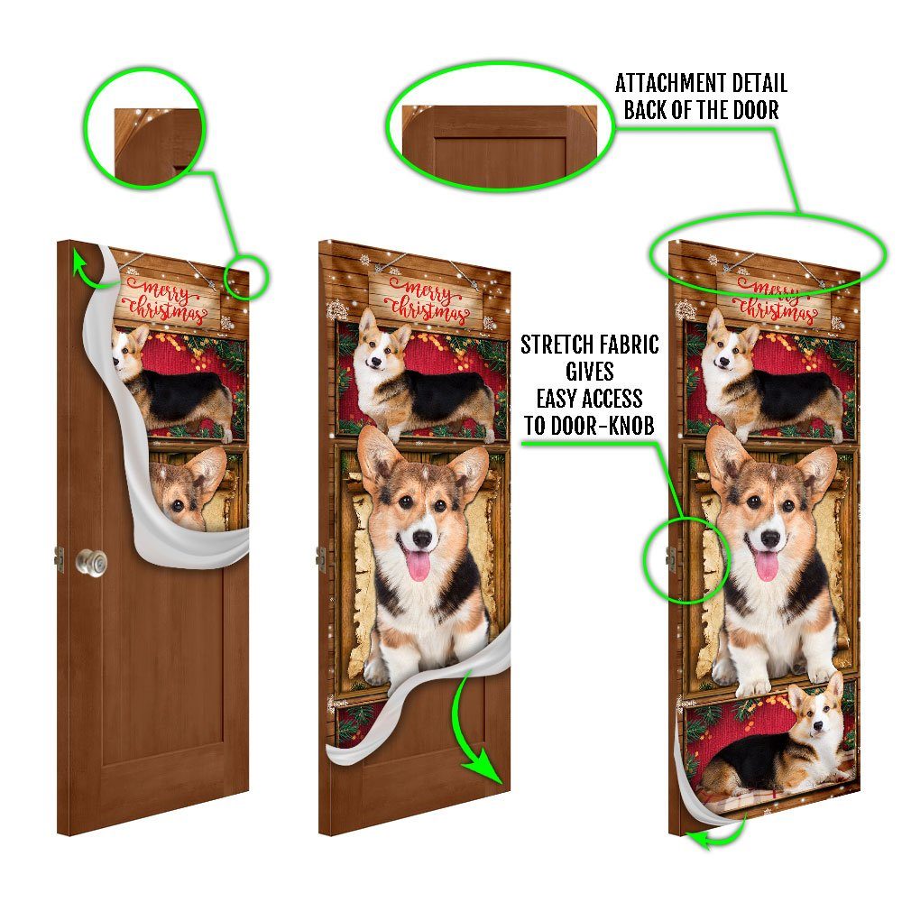 Merry Christmas. Corgi Christmas Door Cover - Image 5