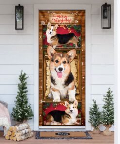 Merry Christmas. Corgi Christmas Door Cover