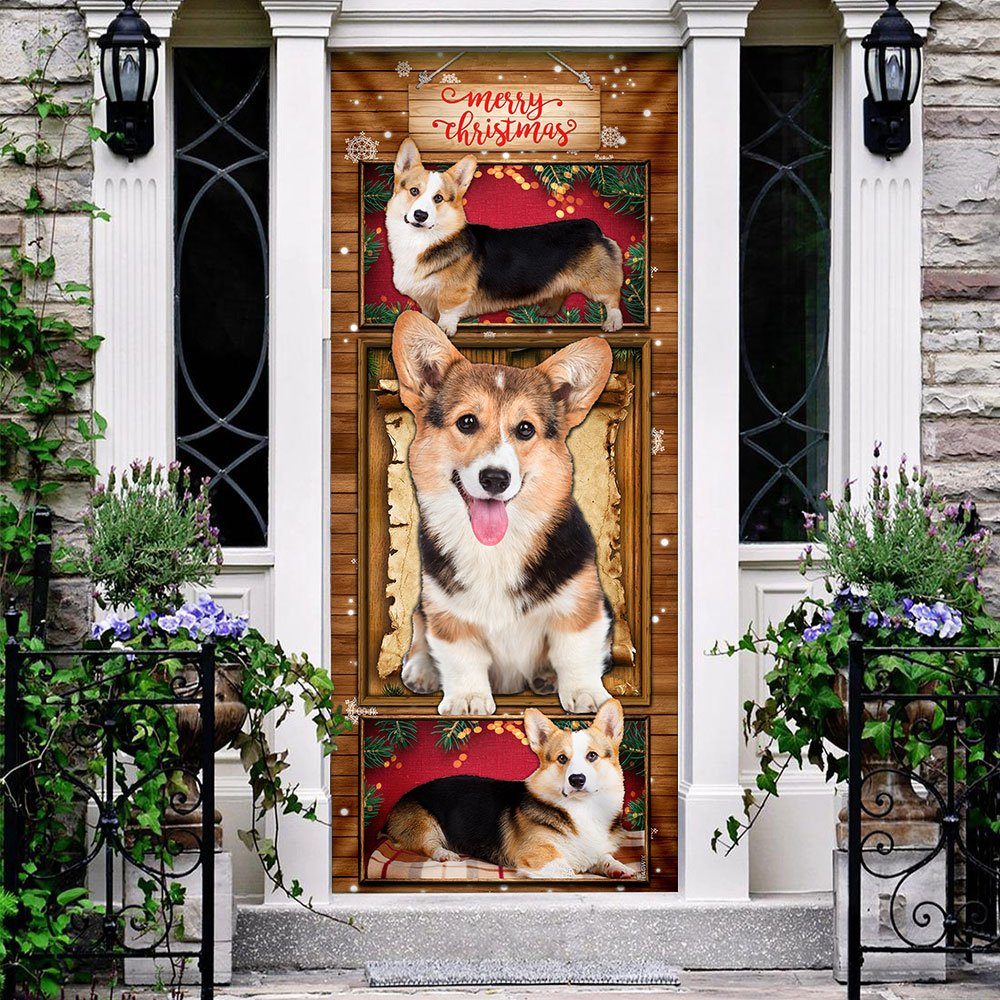 Merry Christmas. Corgi Christmas Door Cover - Image 3