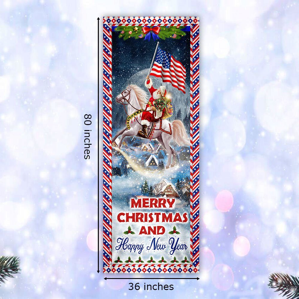 Merry Christmas and Happy New Year Door Cover Santa Riding Horse BNN635D - Image 5