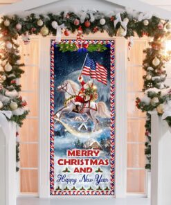 merry christmas and happy new year door cover santa riding horse bnn635d 2702