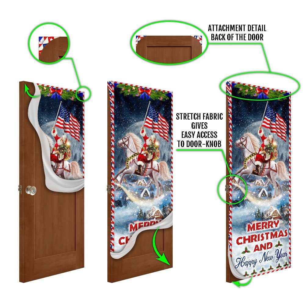 Merry Christmas and Happy New Year Door Cover Santa Riding Horse BNN635D - Image 6