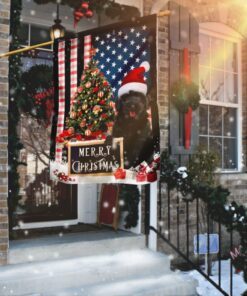 Merry Christmas Black Goldendoodle Flag