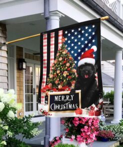 merry christmas black goldendoodle flag 2044