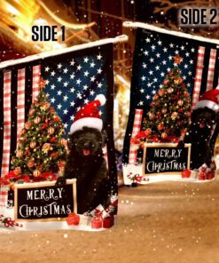 merry christmas black goldendoodle flag 3834