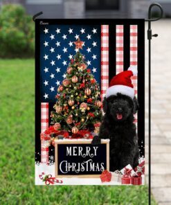 merry christmas black goldendoodle flag 4056