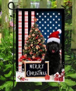 merry christmas black goldendoodle flag 5291