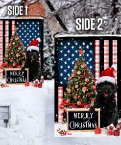 merry christmas black goldendoodle flag 6980