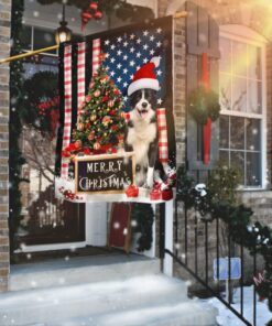 Merry Christmas Border Collie Flag