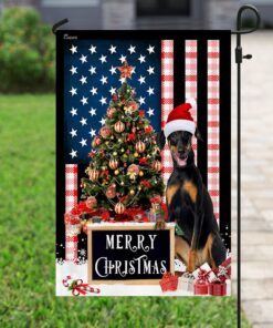 merry christmas dobermann flag 1124