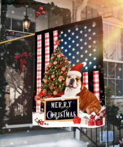 Merry Christmas English Bulldog Flag TRN468Fv23