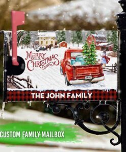 Merry Christmas Family Mailbox Cover Magnetic Custom Family Gift PS1310MBCT