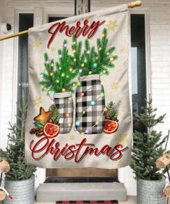 Merry Christmas Flag Pine Tree Holly LNT669F