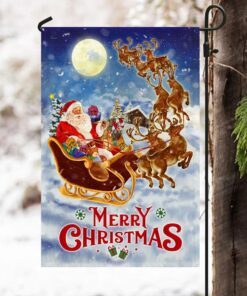 merry christmas flag santa claus reindeer sled qnn613f 6629