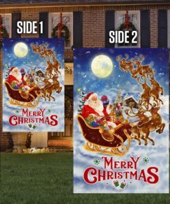 merry christmas flag santa claus reindeer sled qnn613f 6654