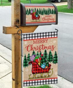 Merry Christmas Garden Flag & Mailbox Cover Santa Sleigh LNT629MFv1