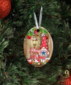 merry christmas gnome ceramic ornament 7773