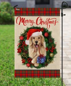 merry christmas golden retriever flag 2499