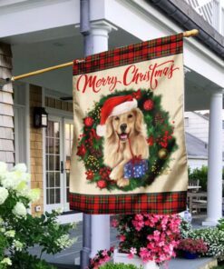 merry christmas golden retriever flag 5072