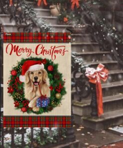 merry christmas golden retriever flag 5332