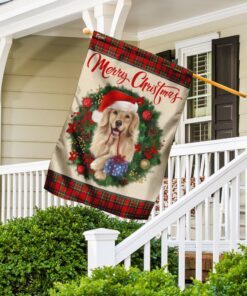merry christmas golden retriever flag 6353