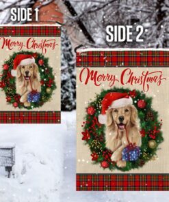 merry christmas golden retriever flag 7610