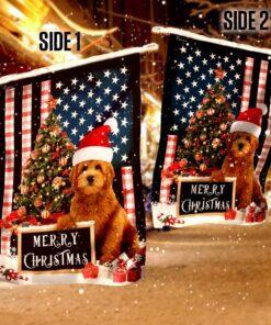 merry christmas goldendoodle flag 1006