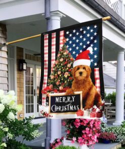 merry christmas goldendoodle flag 3211