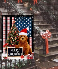 merry christmas goldendoodle flag 3735