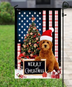 merry christmas goldendoodle flag 4560