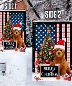 merry christmas goldendoodle flag 6582