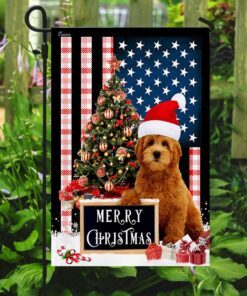 merry christmas goldendoodle flag 7419
