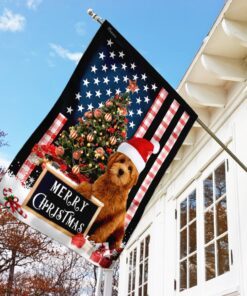 merry christmas goldendoodle flag 7465