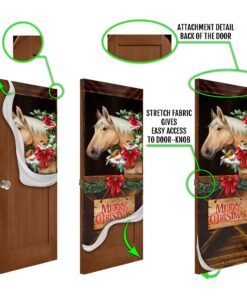 merry christmas horse in stable door cover 7608