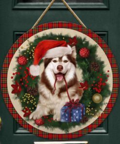 merry christmas husky wooden door sign trl1456wdv3 5043