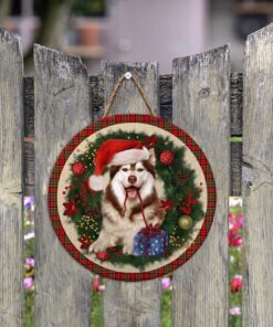 merry christmas husky wooden door sign trl1456wdv3 5098