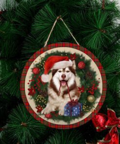 merry christmas husky wooden door sign trl1456wdv3 7631