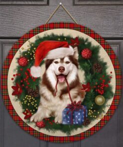 merry christmas husky wooden door sign trl1456wdv3 8856