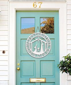 merry christmas jesus wooden door hanger mbh217wd 2144