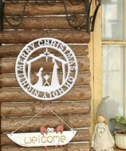 merry christmas jesus wooden door hanger mbh217wd 2309