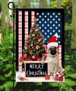 merry christmas pug flag 2246