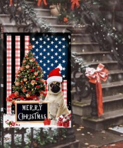 merry christmas pug flag 3197